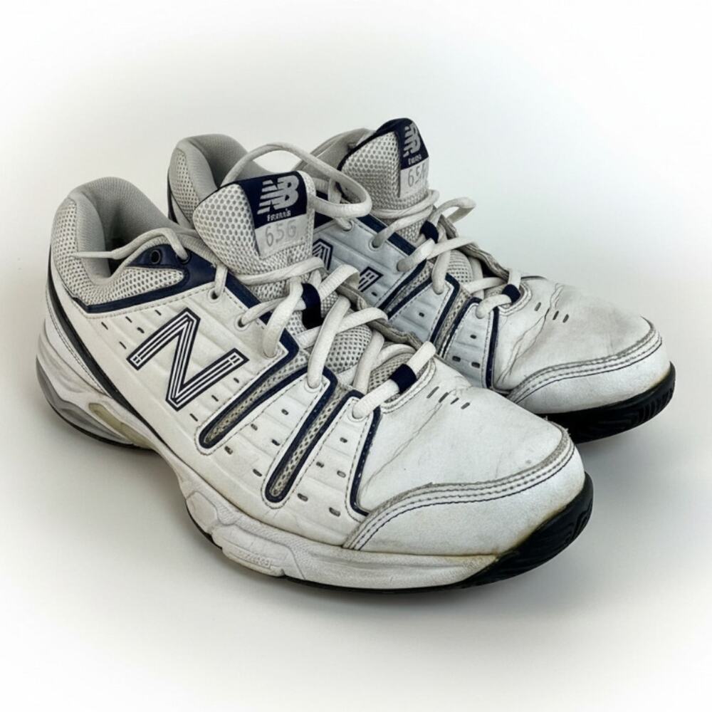 New Balance MC656WN Mens Tennis Shoes White Blue Size 8.5 Court